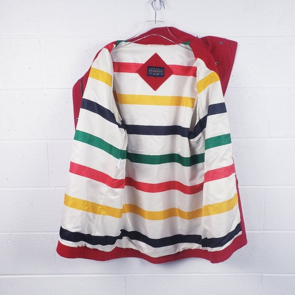 Pendleton Cascade Wool Campbell Coat Glacier Stripe Lined Red Water Resistant XL - Picture 4 of 12